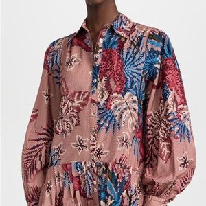 FARM Rio Beaded Forest Pink Long Sleeve Mini Dress L (NWT)